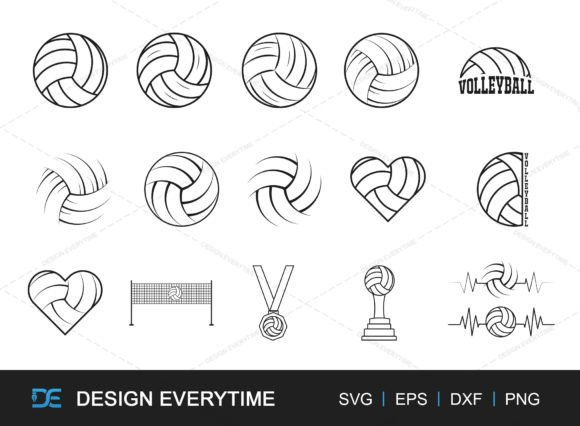 Download Volleyball Line Art Bundle SVG, Sports - Premium Resources