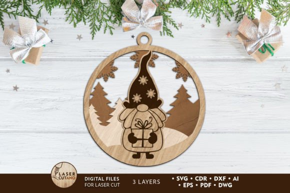 Download Christmas Gnome Ornament, Wood Cut and P - Premium Bundle