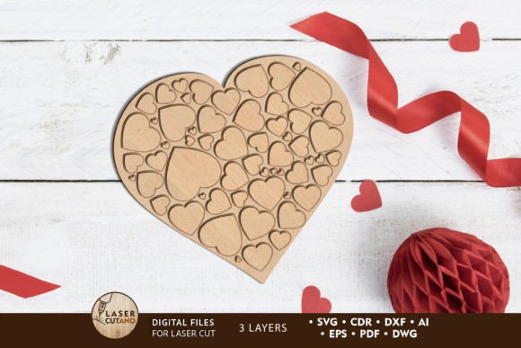 Download Heart Multilayer Cut Template, Wood Cut - Premium Resources