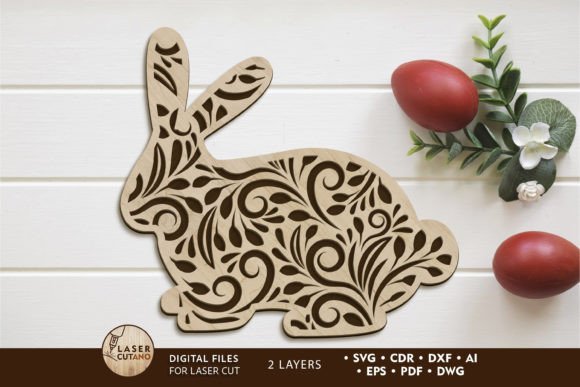 Download Rabbit Easter Layered Template, Wood Cut - Premium Resources