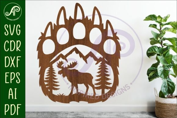 Download Bear Paw Print with Moose Wall Sign - Moose wall sign Collection